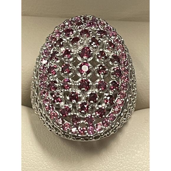 Stunning Sterling Silver Genuine Garnet Dome Ring Signed 925 Size 7 NWOT - Picture 6 of 8
